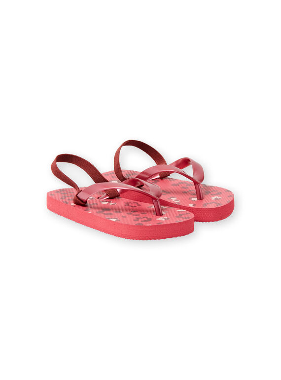 Rote Leopardenmuster-Flip-Flops Mädchen LFTONGLEO / 21KK3563D01030