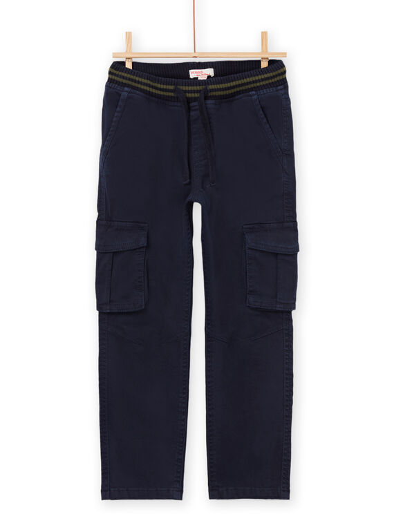 Einfarbige marineblaue Stoffhose POJOPAMAT1 / 22W902B6PAN705