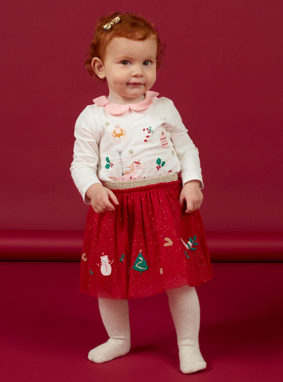 Baby Mädchen roter Tüllrock mit Weihnachtsmotiven MINOJUP / 21WG09Q1JUP050