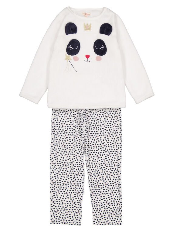 Naturweißer Pyjama aus weicher Boa für Kinder Mädchen GEFAPYJDA / 19WH11N5PYJ001