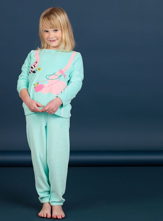 Kinderschlafanzug aus Samt mit rosa Flamingo-Muster LEFAPYJFLA / 21SH1112PYJC242