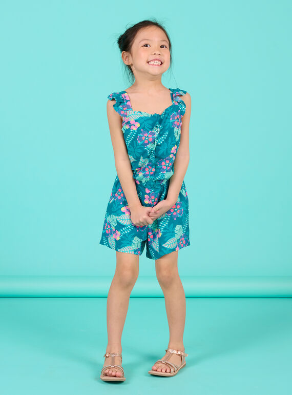 Kind Mädchen petrolblauer Jumpsuit NAFICOMB2 / 22S901U2CBL715