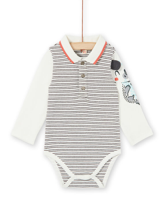 Aus weiß und blau gestreifter Baumwoll-Bodysuit Baby Junge LUPOEBOD / 21SG10Y1BOD001