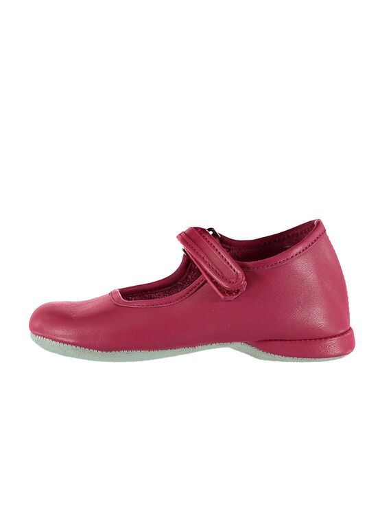 Fuchsiafarbene Ballerina-Hausschuhe aus Leder für Mädchen GFBELFILL1 / 19WK35B1D07030