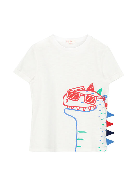 Gestreiftes T-Shirt mit Dinosaurier-Print für Jungen FOTOTI4 / 19S902L4TMC000