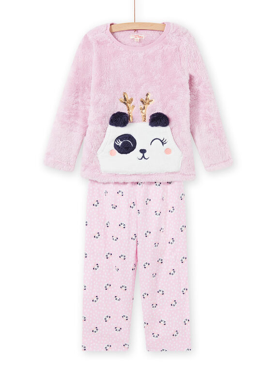 Rosa Panda-Pyjama-Set in weicher Boa für Kind Mädchen MEFAPYJKAN / 21WH1191PYJ326