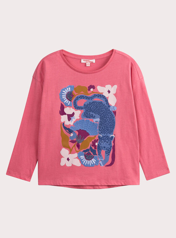 Rosa Mädchen-T-Shirt mit Geparden-Animation VADATEE1 / 24W90121TML404