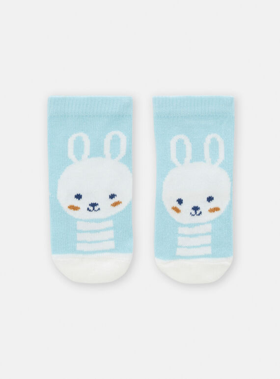 Azurblaue Socken mit Hasenmuster für Baby-Jungen TYUDECHO / 24SI1082SOQC201