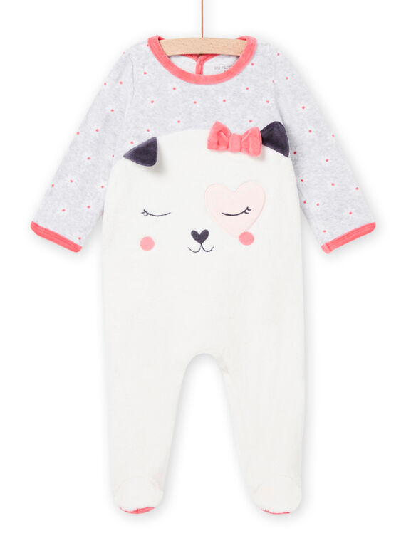 Baby Mädchen Samtstrampler mit Hundeaufdruck MEFIGREDOG / 21WH1392GRE001