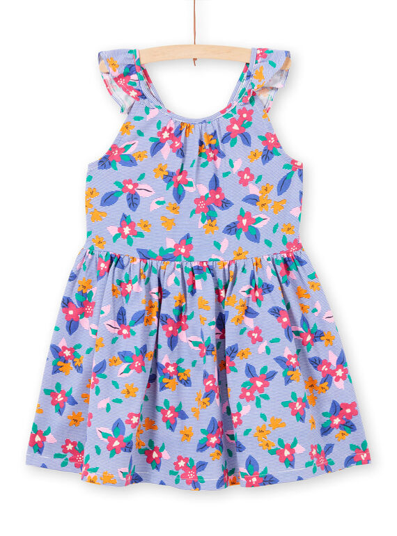 Mädchenkleid mit gerüschten Trägern, Streifen und Blumen LAPLAROB1 / 21S901T2ROB000