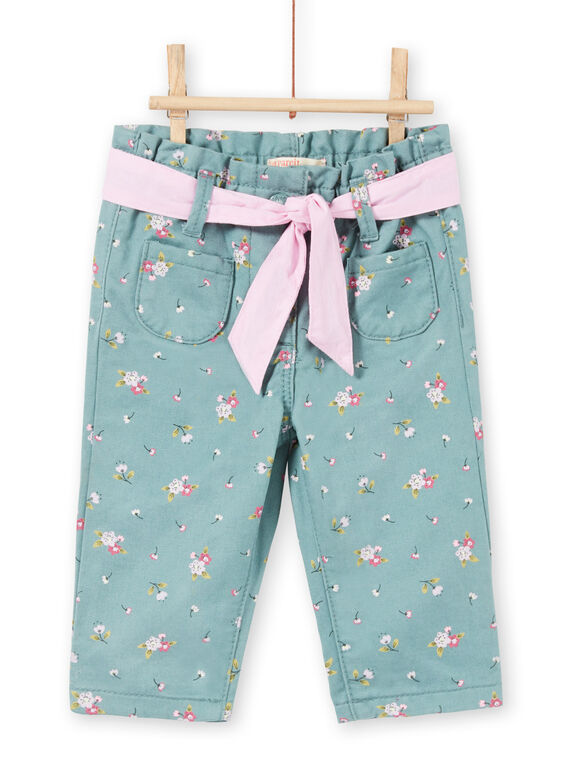 Hellblaue Hose mit Blumendruck für Baby-Mädchen MIKAPAN / 21WG09I1PAN612