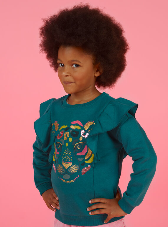 Blaue Ente Pullover Kind Mädchen MAKASWEA / 21W901I1SWEG633