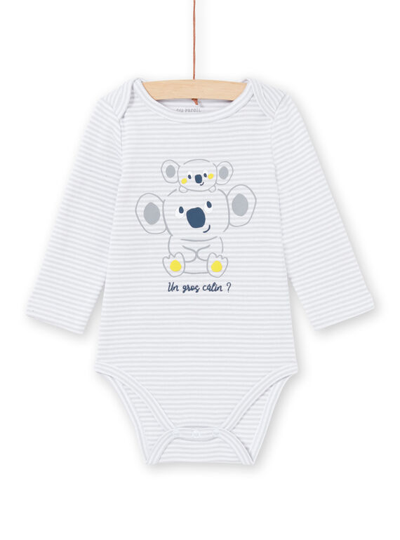 Hellgrau gestreifter Bodysuit Baby Junge MEGABODKOA / 21WH14B7BDLJ925