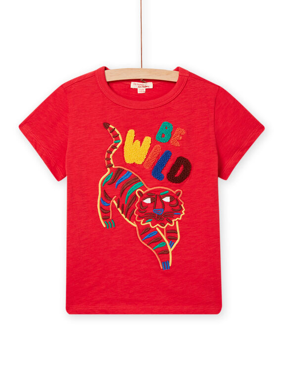 Rotes Tiger-T-Shirt für Kind Junge NOFLATI2 / 22S902R1TMCF517