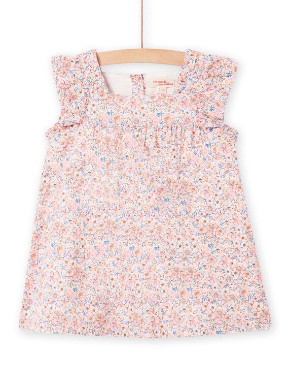 Baby Mädchen Schleierkleid aus Baumwolle mit Blumenmuster NIMOROB2 / 22SG09N2ROB001
