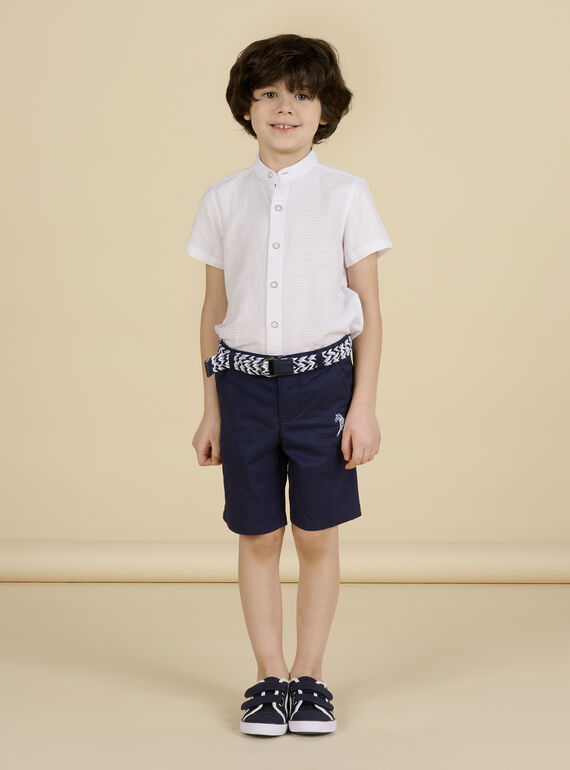Kurzärmeliges Mao-Kragenhemd für Kind Junge in Ecru NOSOSHIRT / 22S902Q1CHM000