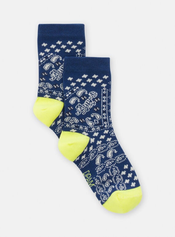 Marineblaue Socken mit Kaschmir-Print für Jungen TYOJOCHO1 / 24SI0285SOQ070