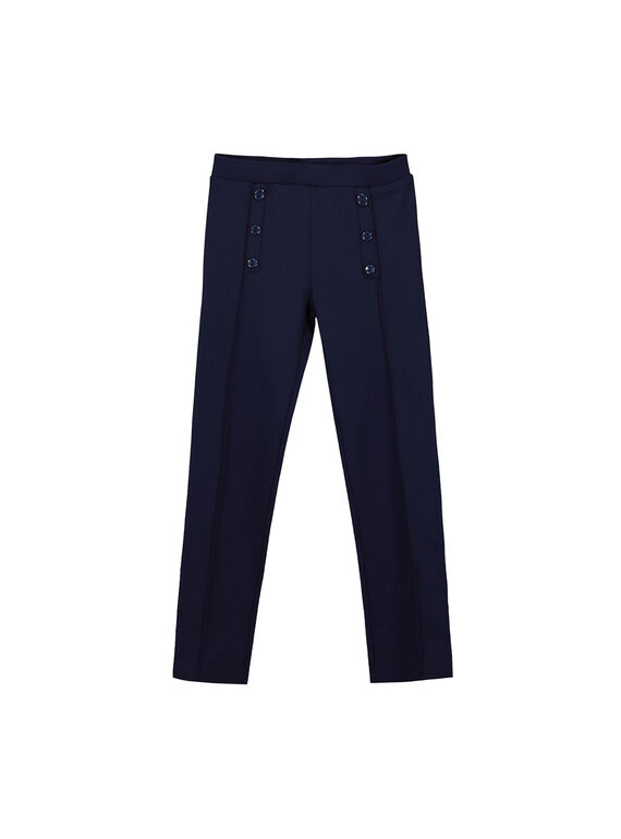 Marineblaue Strickhose aus Milano-Stretch für Mädchen FAJOPANT4 / 19S90133D2B070