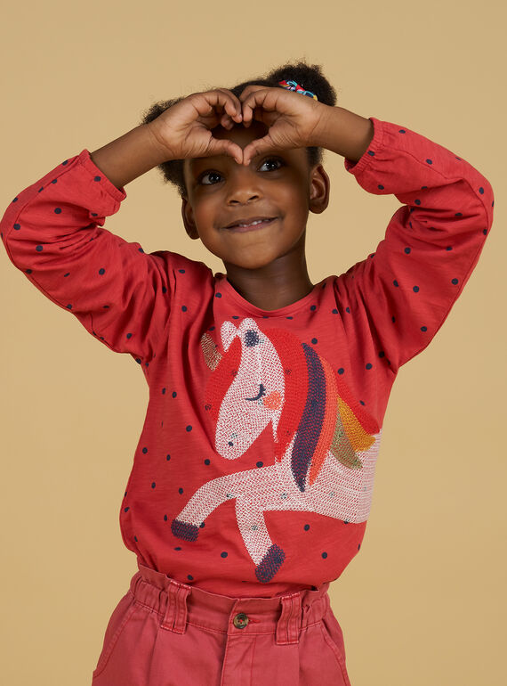 Kind Mädchen T-Shirt mit Einhorn-Stickereipunkten NAVITEE2 / 22S901M2TML409