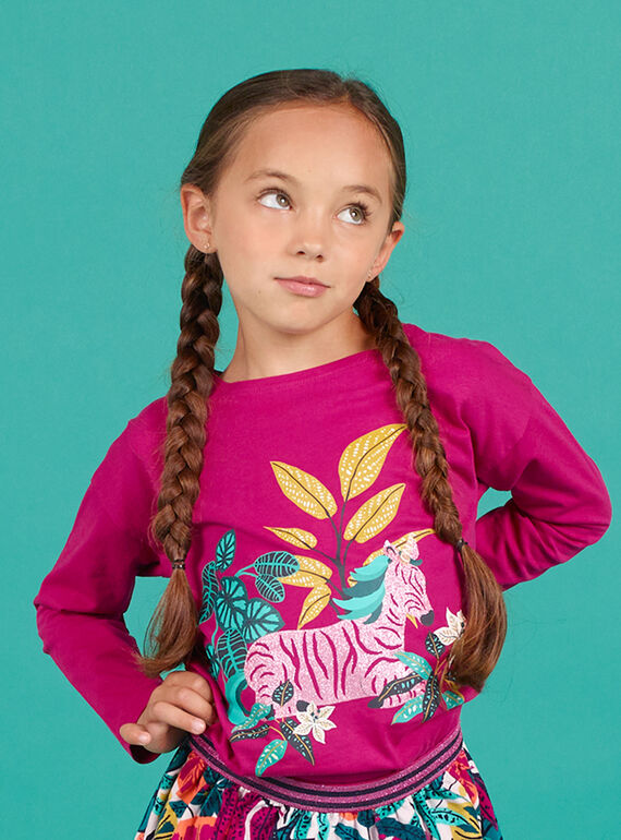 Baby Mädchen fuchsia Zebra drucken Langarm-T-Shirt MATUTEE1 / 21W901K3TMLD312