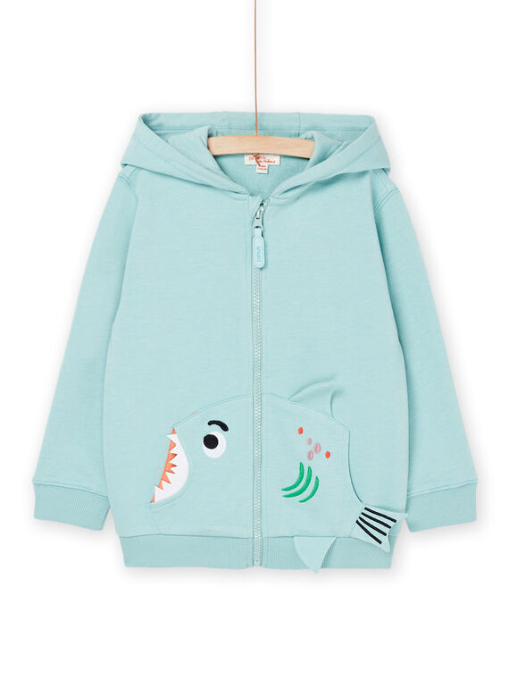 Seladonblaues Sweatshirt mit Fischanimation ROEXOGIL / 23S902V1GIL204