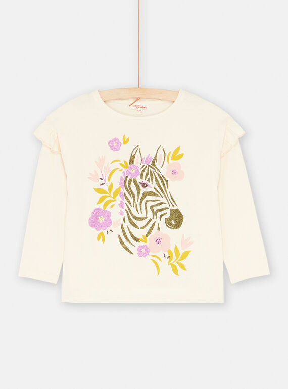 Zartrosa T-Shirt mit glitzerndem Zebramuster SAKYOTEE1 / 23W901I1TML003