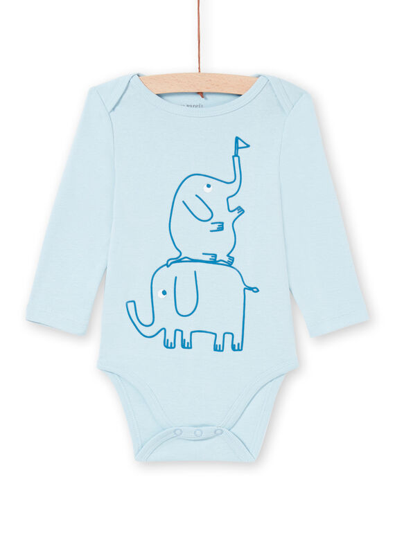 Baby Boy's Blue Long Sleeve Elephant Bodysuit MEGABODELE / 21WH14B2BDL222