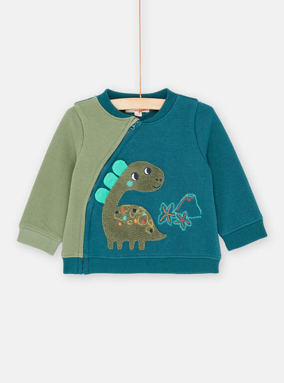 Khaki- und entenblaue Moltonweste für Baby-Jungen SUVERHOJOG / 23WG10J1GILG611