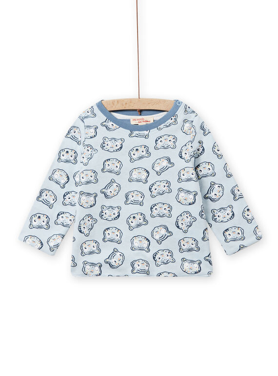 Baby Junge Blau-Weißes Wende-T-Shirt NUMOTEE2 / 22SG10N2TML020