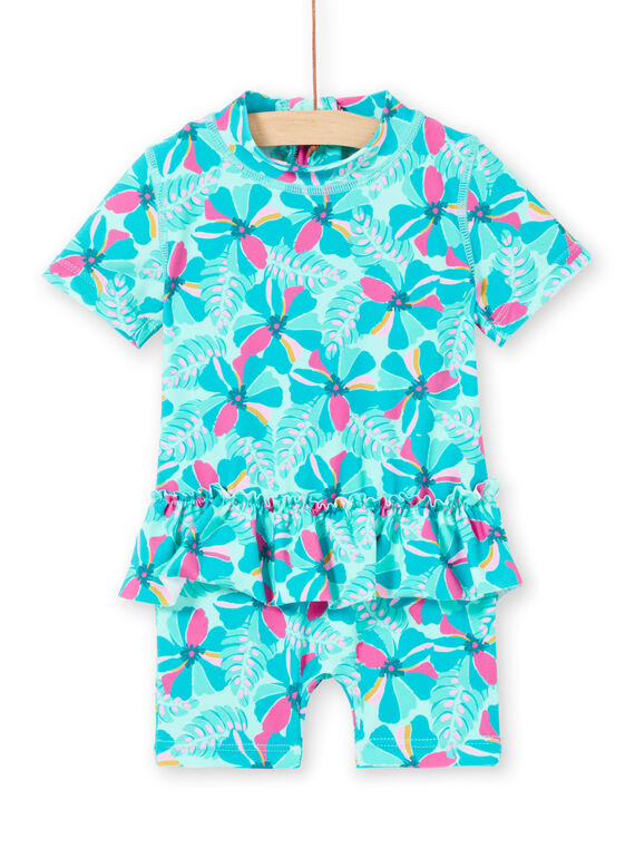 Baby-Mädchen-Badeanzug in Türkisblau LYICOMBEX / 21SI09DDMAIG621