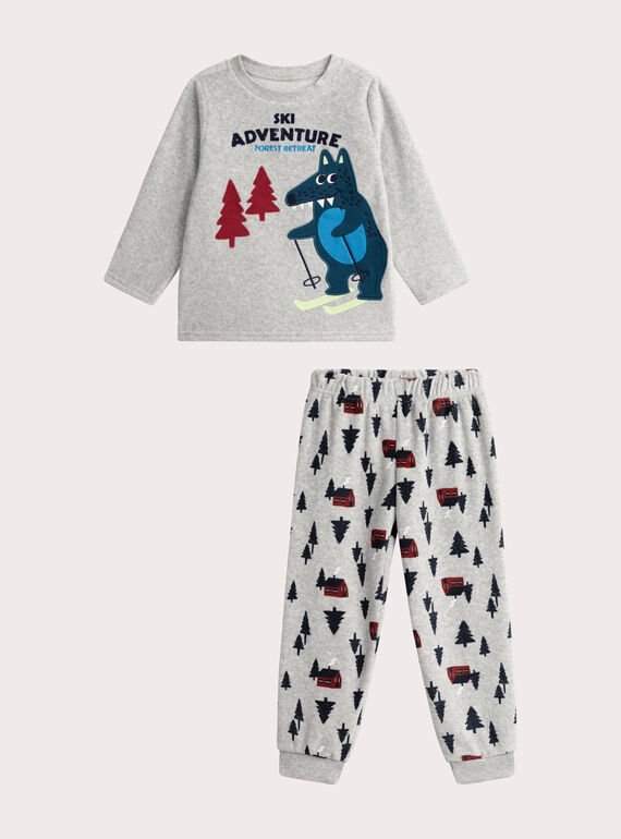 Grauer Samt-Pyjama für Jungen  VEGOPYJSKI / 24WH1296PYJJ922