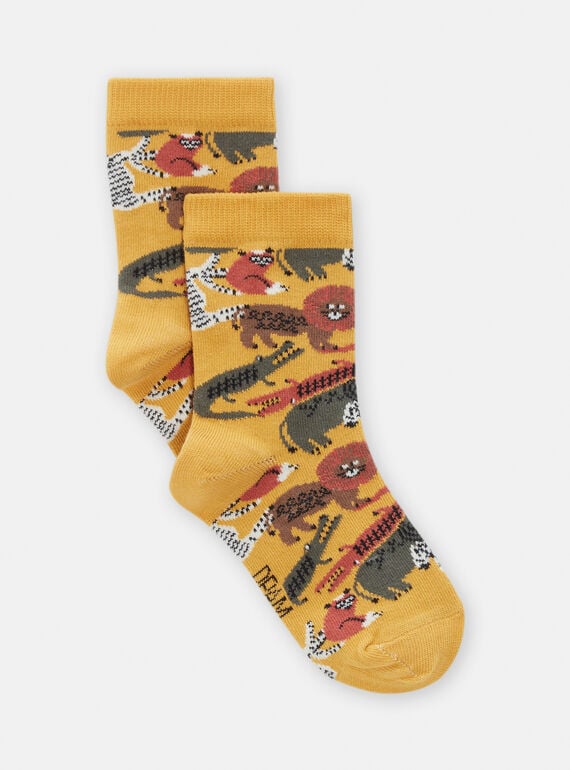 Senfgelbe Socken mit Savannen-Print für Jungen TYOJOCHO3 / 24SI028ASOQB106