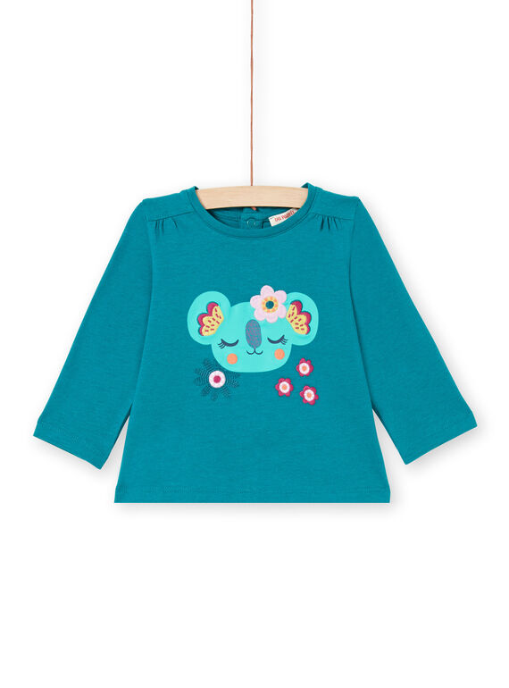 Baby Girl's Blue Duck Blume und Koala Langarm T-Shirt MITUTEE2 / 21WG09K2TMLC217