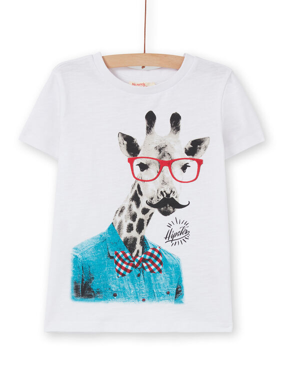 Weißes Tee Shirt - kurze Ärmel - Kind Junge LOJOTI1 / 21S90235TMC000