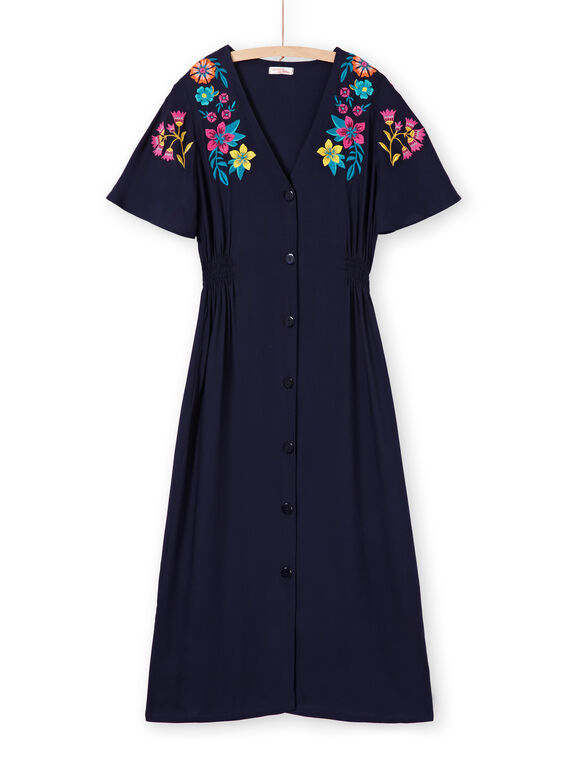 Dunkelblaues Kleid mit Blumen für Frauen LAMUMROB2 / 21S993Z2ROBC211