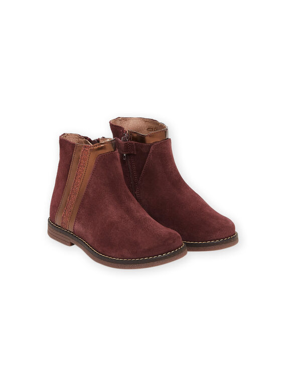 Bordeauxrote Spaltlederstiefel PABOOTMULTI / 22XK3582D0D503