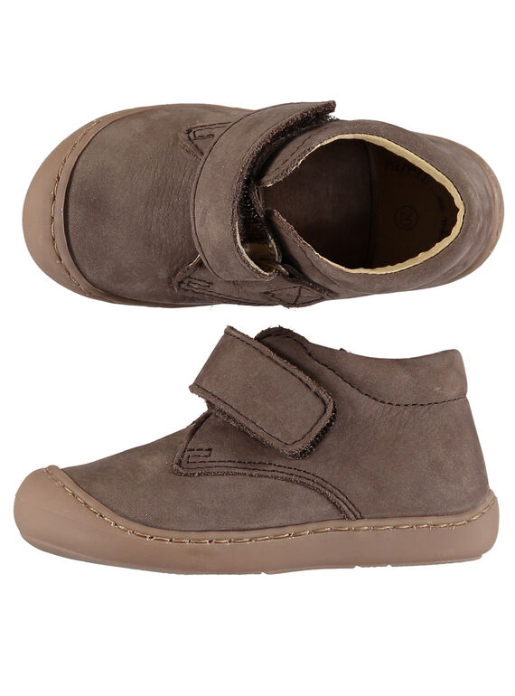 Flexible Nubukleder-Stiefeletten graubraun für Babys Jungen GBGBOTIFLET / 19WK38I1D0F803