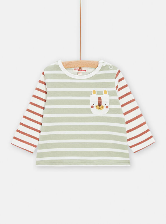 Ungebleichtes T-Shirt mit Streifenmuster für Baby-Jungen TUJOTEE2 / 24SG10B3TML001