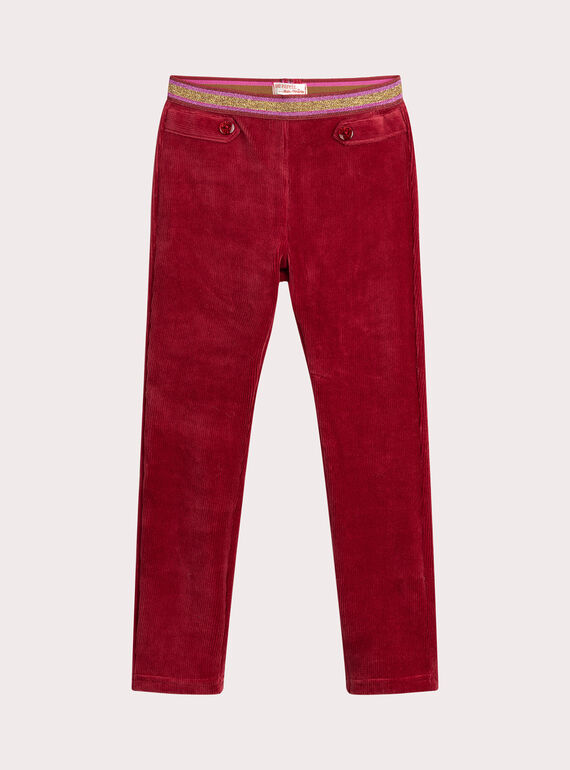 Rosa Leggings mit Cord-Effekt für Mädchen  VAJOMIL4 / 24W901H2PANF529