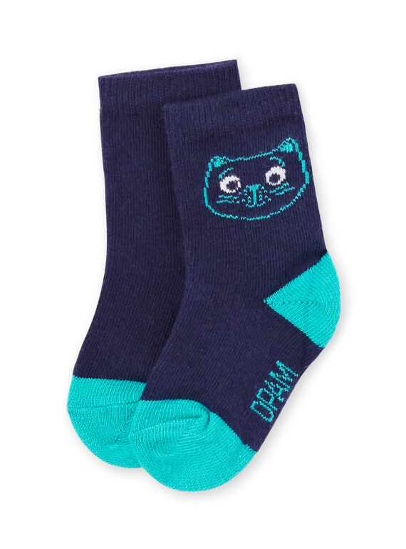 Blaue Socken für Baby-Jungen mit Katzenkopf-Design MYUJOCHOU4 / 21WI1011SOQ713