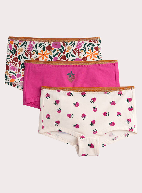 3er Set Shorty mit Erdbeermuster für Mädchen  VEFAHOTROT / 24WH1185SHY114