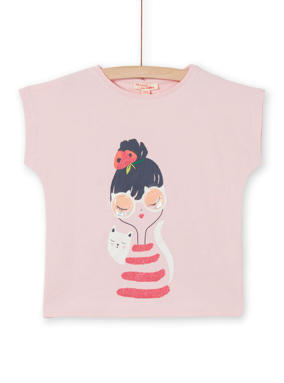 Pastellrosa Kurzarm-T-Shirt LAROUTIEX / 21S901K1TMCD326