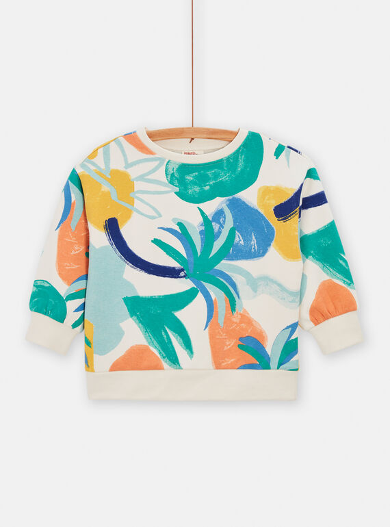 Sweatshirt hellgelb mit geometrischem und tropischem Druck gemischt TOMIXSWE3 / 24S902Q1SWE003