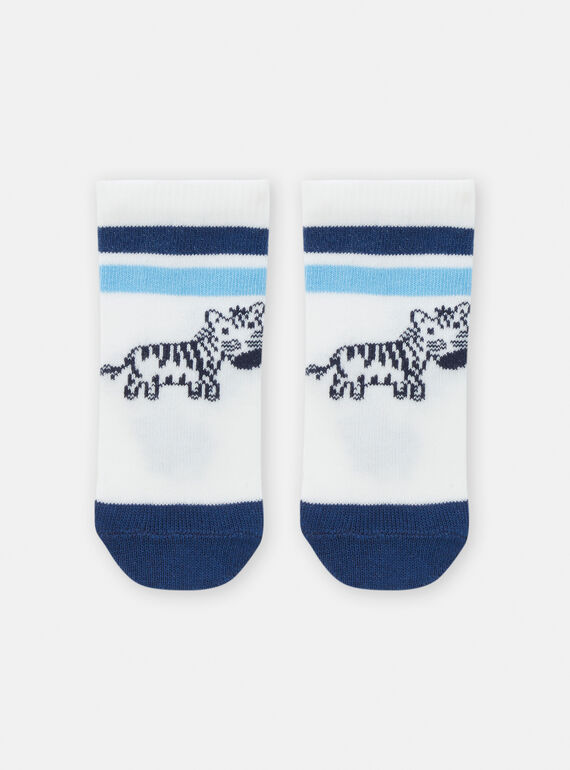 Weiß-blaue Socken mit Zebramuster für Baby-Jungen TYUPOCHO / 24SI1081SOQ000