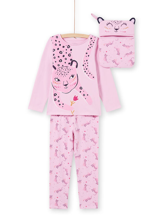 Rosa T-Shirt und Hose Pyjama-Set für Mädchen MEFAPYJAGU / 21WH1171PYGH700