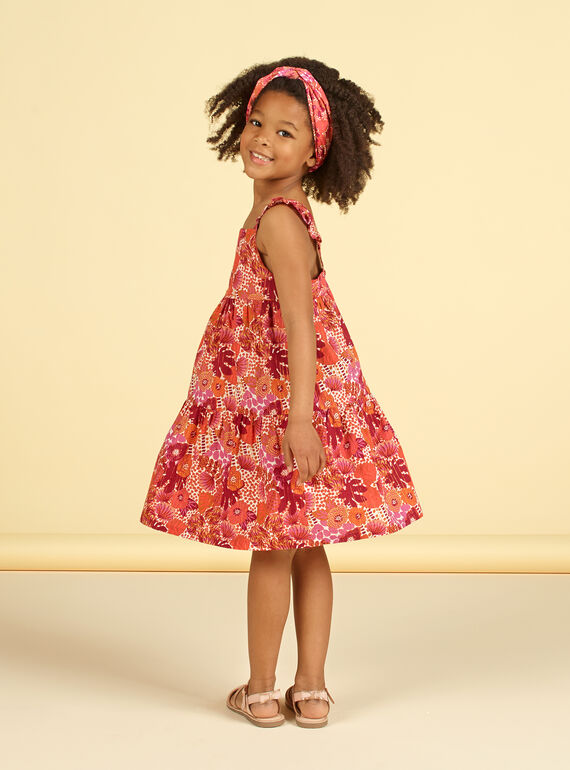 Kleid mit Blumendruck in Orange und Rosa LATEROB1 / 21S901V3ROB001