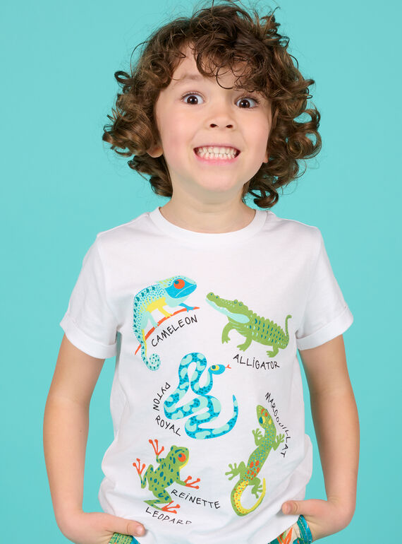 Weißes Reptilien-T-Shirt für Kinder Jungen NOHOTI1 / 22S902T4TMC000