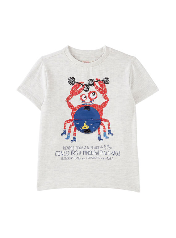 Hellgrau chiniertes kurzärmeliges Jungen-T-Shirt, mit Krabbe JOCEATI2 / 20S902N2TMCJ920