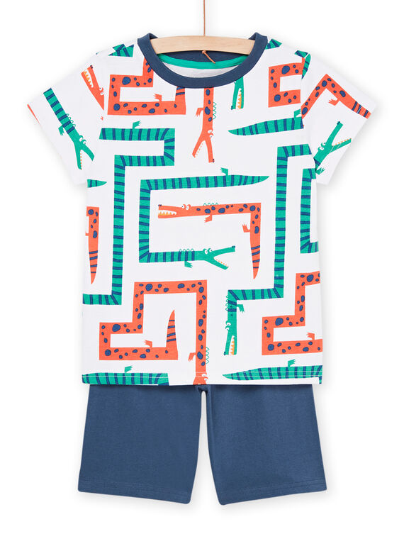 Blau-orangefarbener Schlafanzug mit Krokodilprint REGOPYCROC / 23SH12H7PYJ000