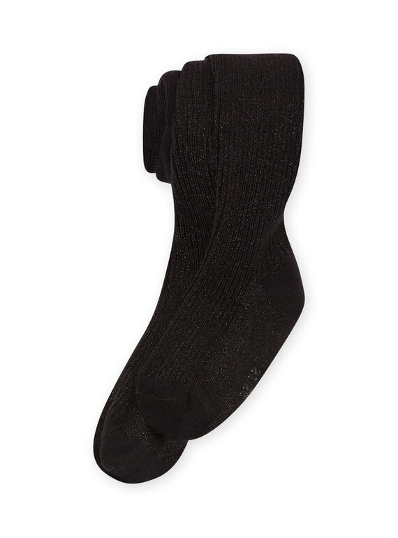 Schwarze Rippenstrumpfhose für Mädchen MYAJOSCOL1 / 21WI0114COL090